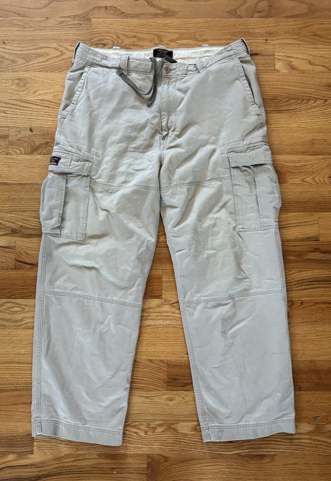 Vintage Abercrombie & Fitch Cargo Pants 38R XL Beige Y2K Military Paratrooper