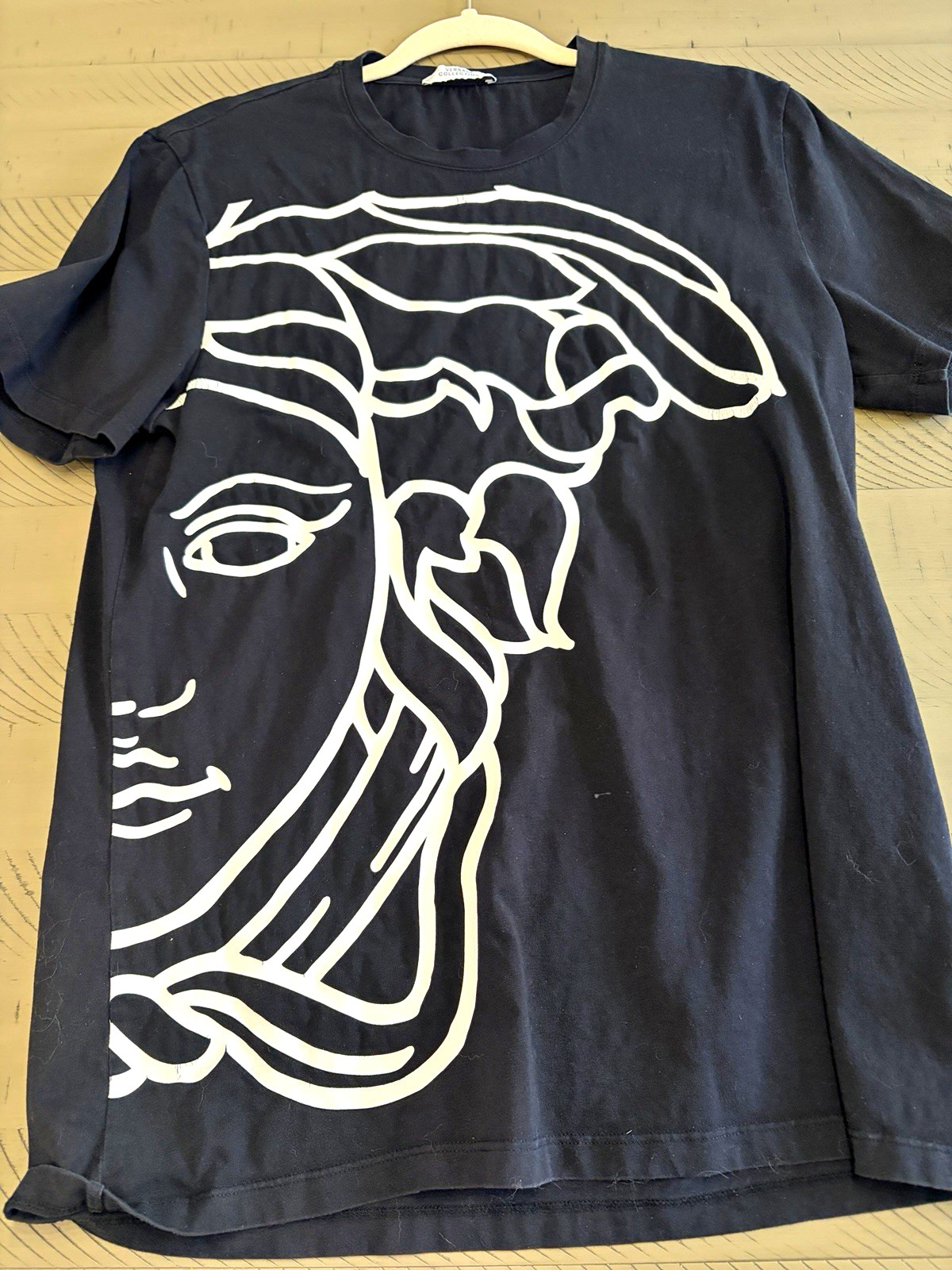 Versace Collection Medusa Logo Graphic Black Crew Neck Tee Short Sleeve L