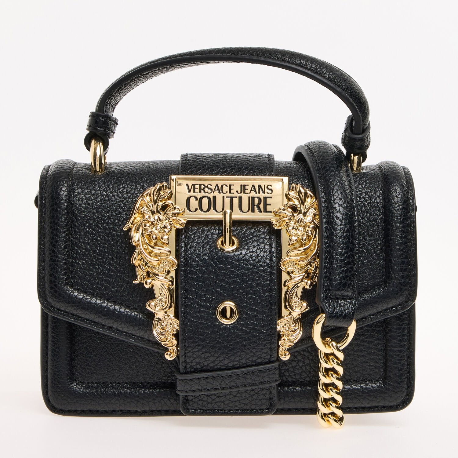 Versace Jeans Couture Black Nero Mini Buckle Crossbody Bag Gold