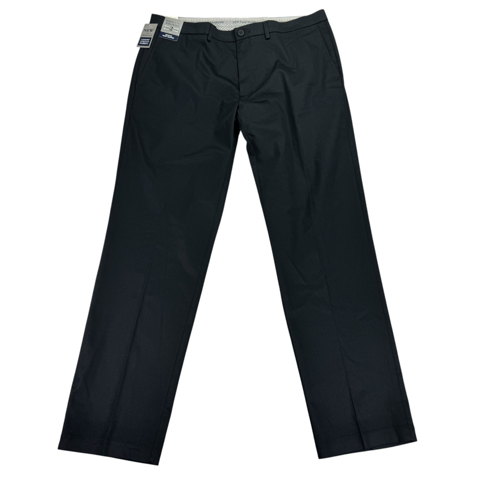 Haggar Mens Premium Iron Free Straight Fit Stretch Dress Pants Black 36x32