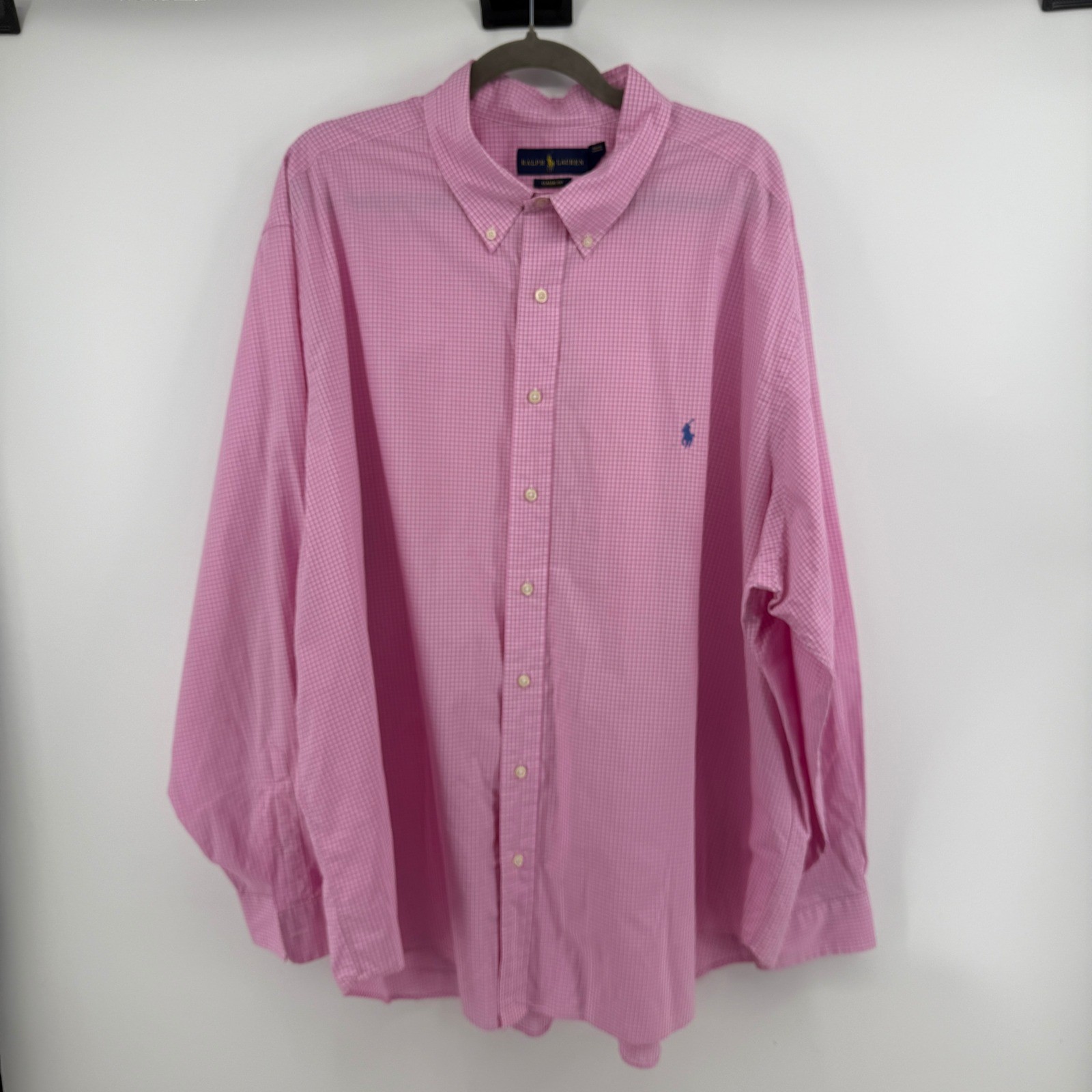 Polo Ralph Lauren Pink Gingham Button Down Mens 3XB Classic Fit Long Sleeve