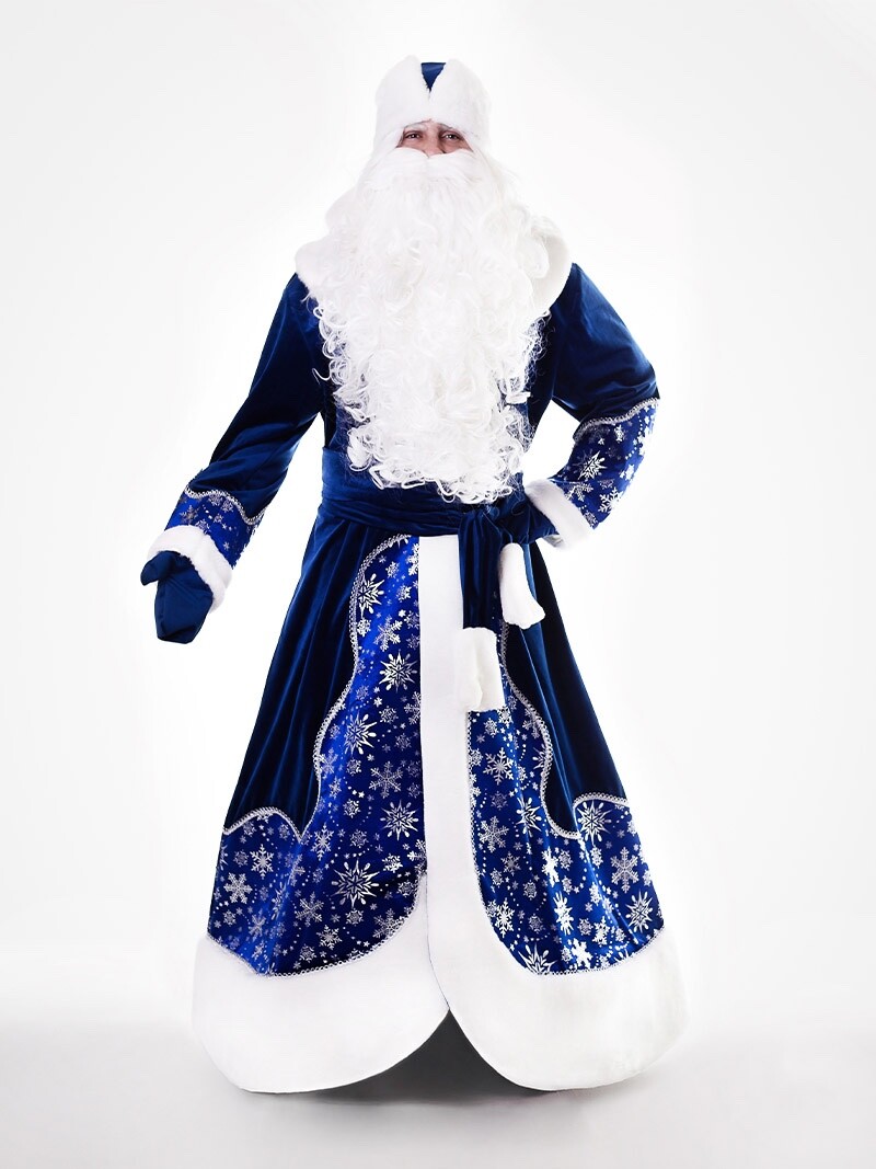 Ded Moroz costume Santa Claus blue outfit, Father Frost long robe high quality