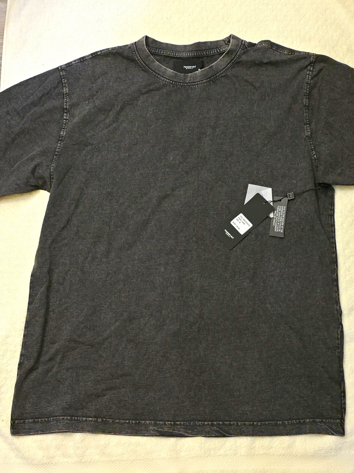 Reserved Supply Men\'s Black Solid Relaxed Fit Crew Neck Short Sleeve Tee XL