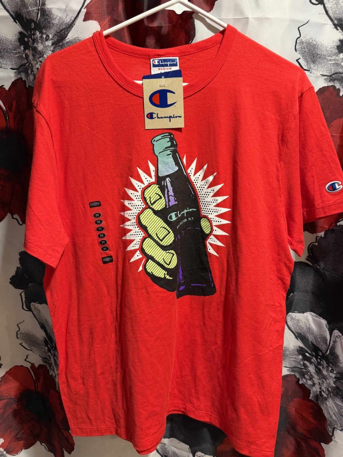 Champion Graphic T-Shirt Mens Medium Red Champs Sports NWT Streetwear Tee
