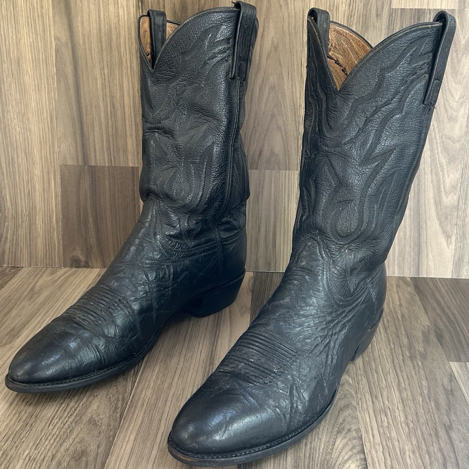 Lucchese 2000 Black T3094R4 Cowboy Boots Mens 12 D