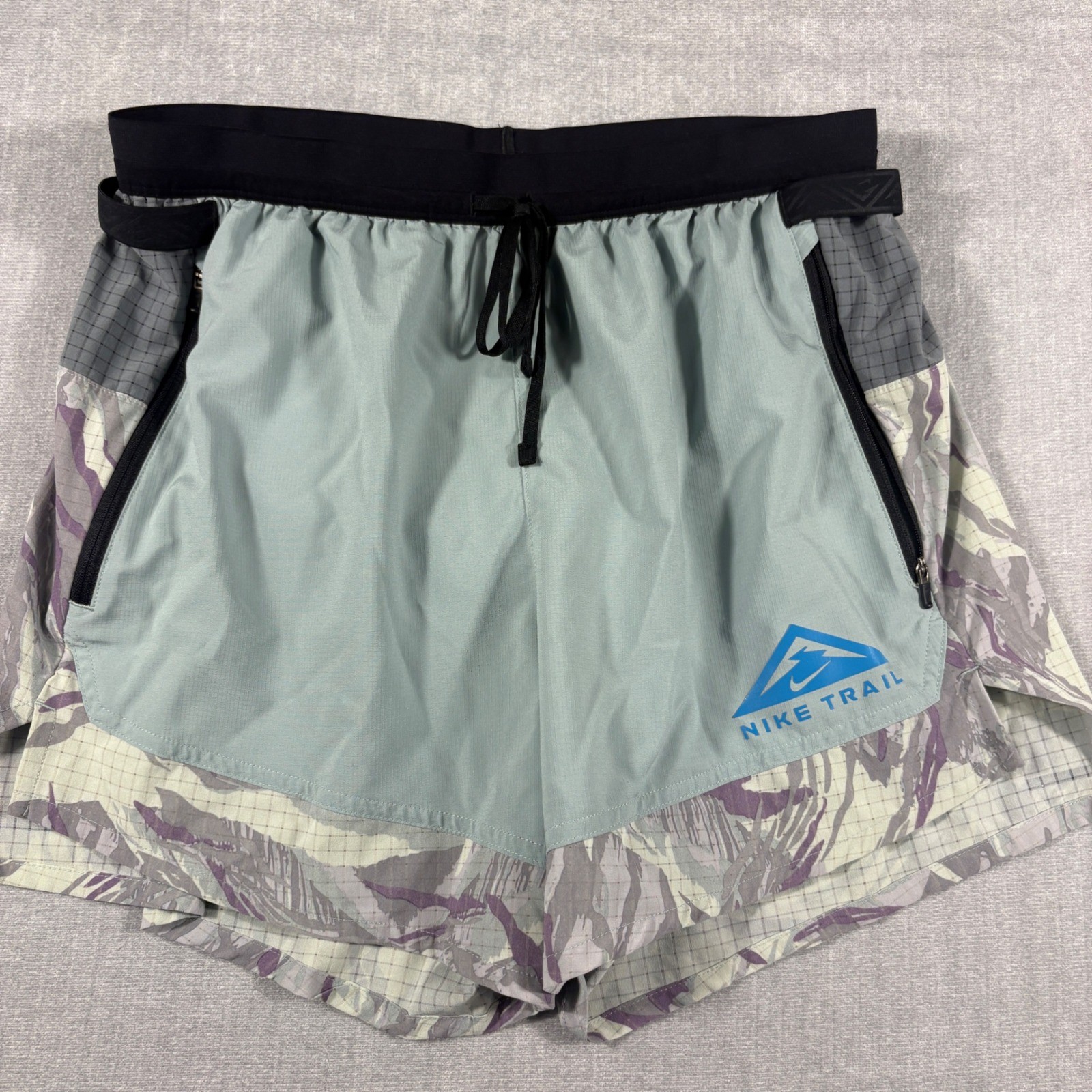 Nike Trail Dri-FIT Mens Running Shorts Blue Purple Camo Grid DM4650-493 Size M