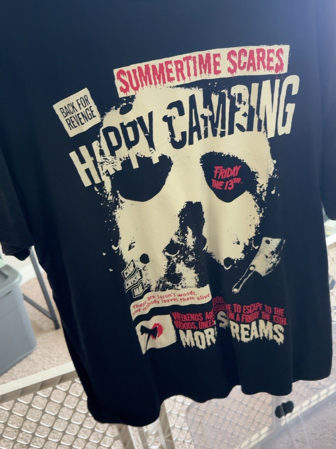 Friday the 13th Summertime Scares Happy Camping Jason Voorhees Shirt Large