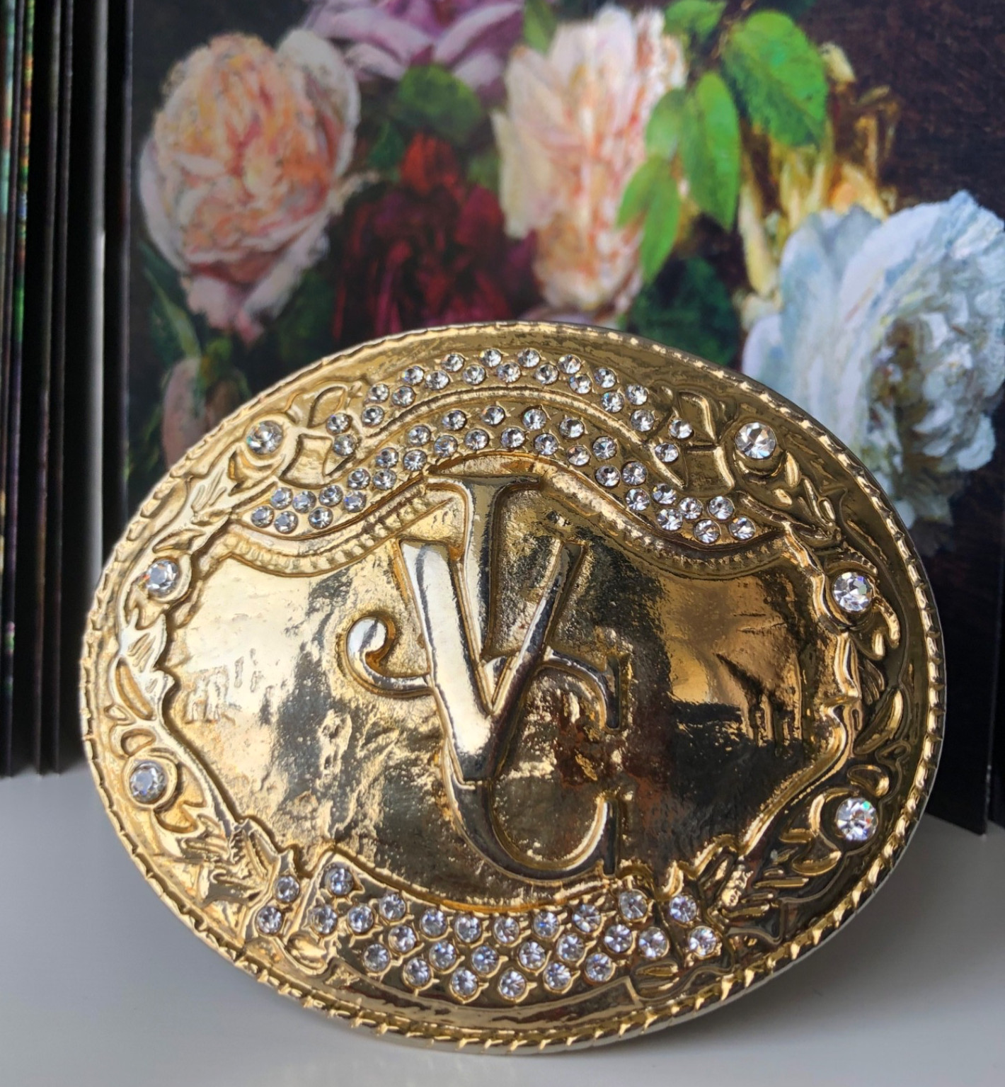 Authentic VERSACE JEANS COUTURE Vintage Gold VJC Buckle Belt Size 95 38 Y2K
