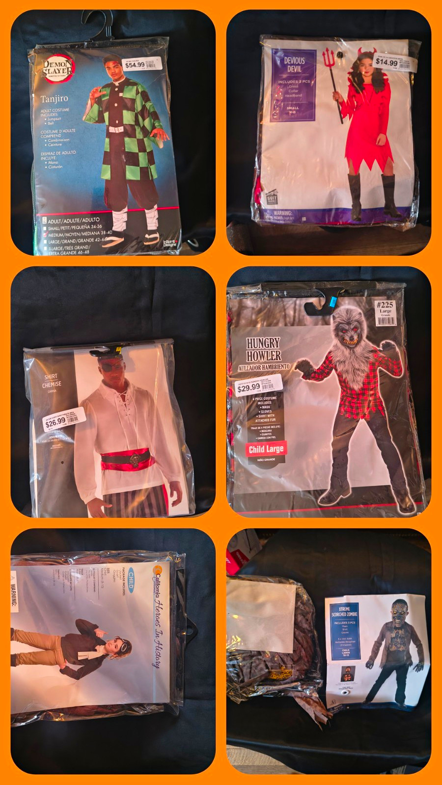 Lot of Assorted Halloween Costumes & Accessories in Packages, Multiple Themes
