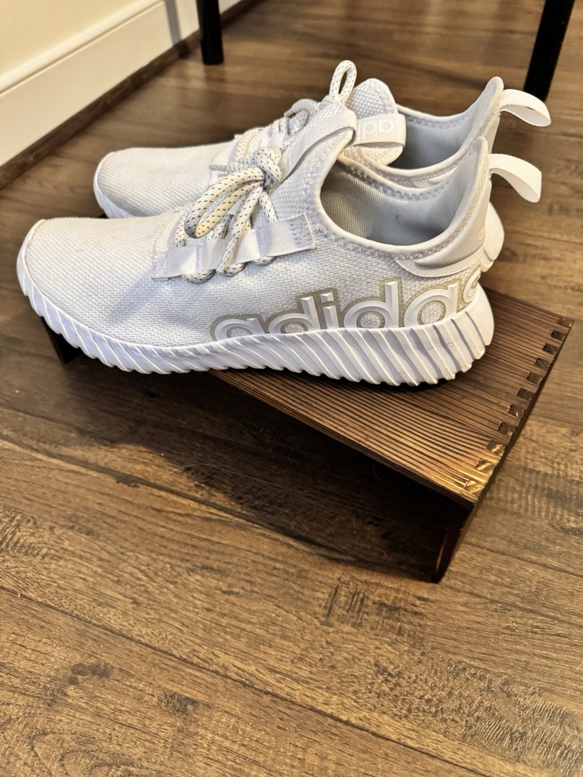 Adidas Kaptir 3.0 Mens Size 12 White Running Shoes Lightly Worn