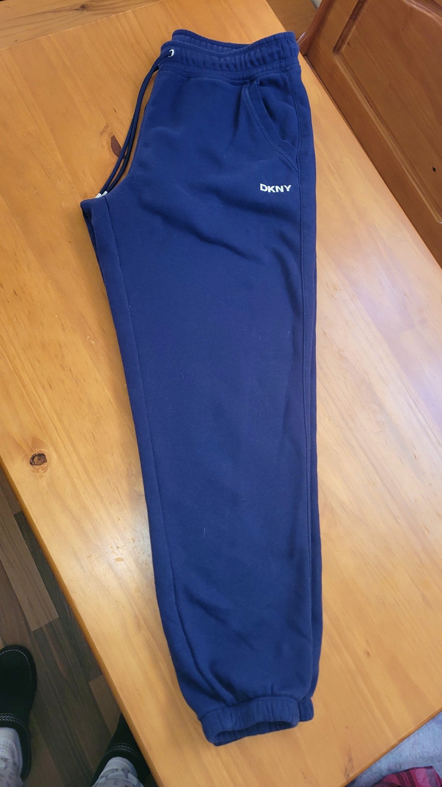 DKNY Sport Women\'s Navy Fleece Jogger Pants Drawstring Elastic Waist Pockets M