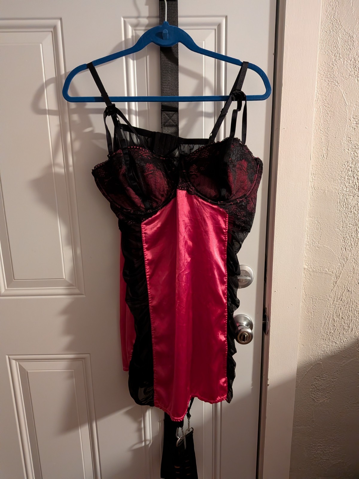 Torrid Plus Size 5 5X Pink Satin Black Lace Underwire Babydoll Chemise NWOT