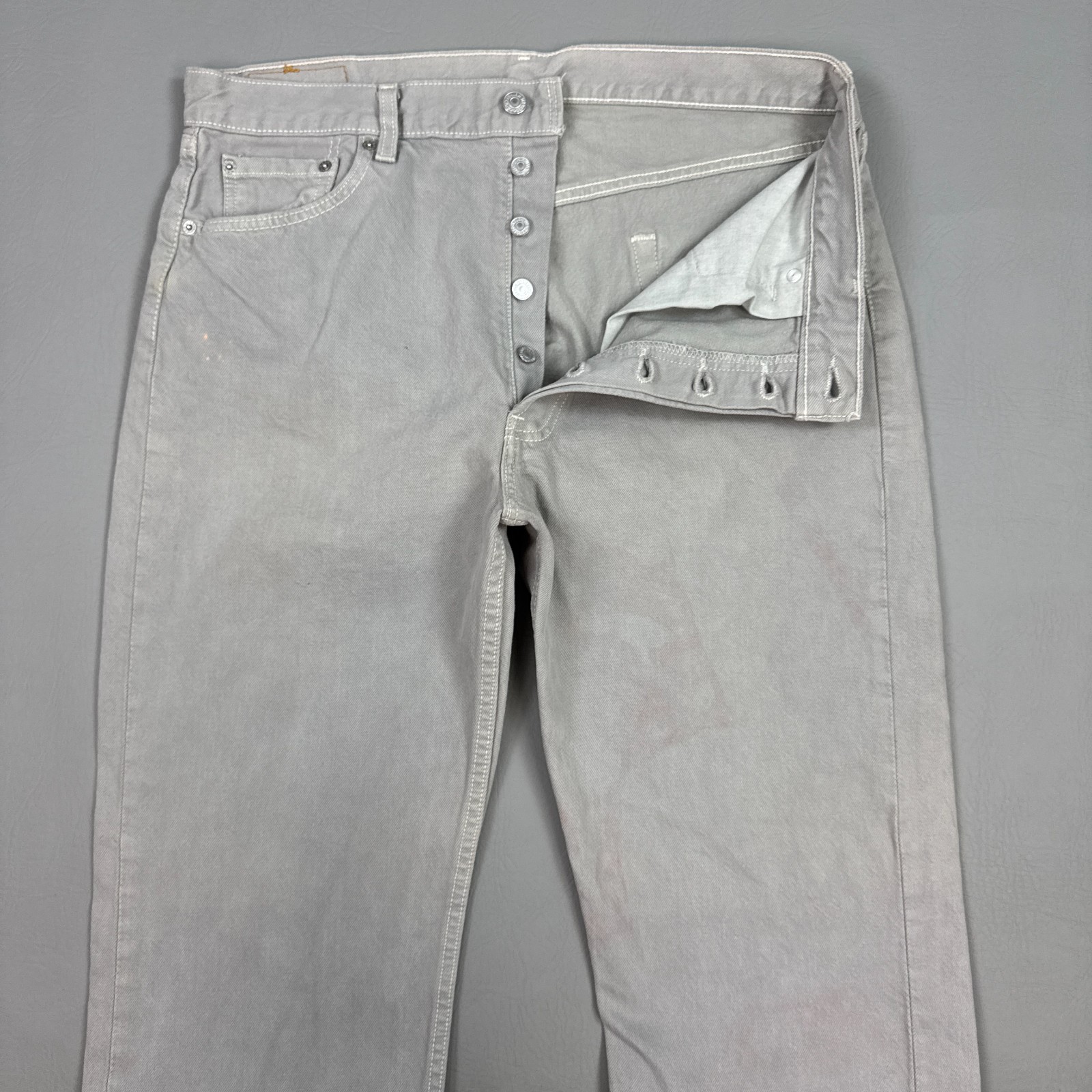 Vintage Levis 501 Jeans Mens 36x30 Gray Y2K Made USA Faded Button Fly Denim Pant