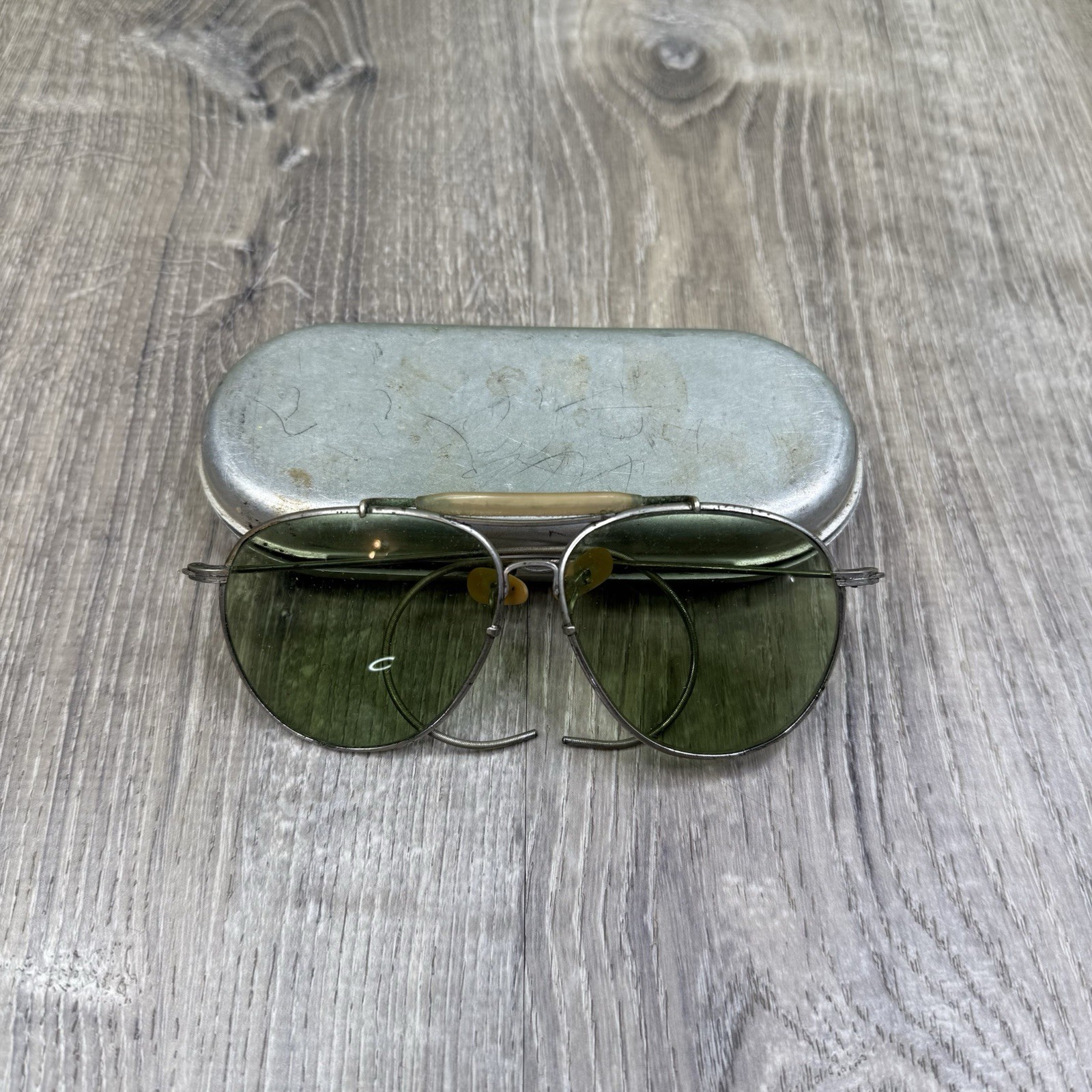 Bausch & Lomb Vintage AN6531s WWII Aviator Sunglasses G-15 Glass Lenses W/ Case