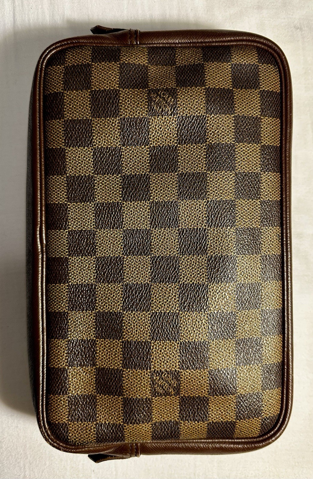 Louis Vuitton Damier Ebene Small Cosmetic Pouch Zip Brown + Auth Certificate