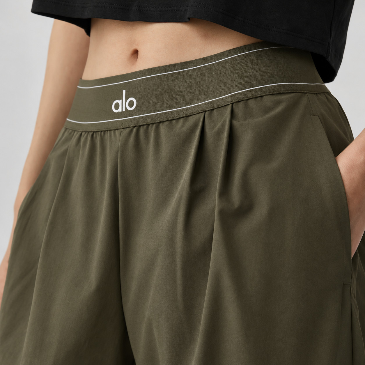 Alo Suit Up Trousers Wide Leg Comfy Loose Relaxed- Olive Green
