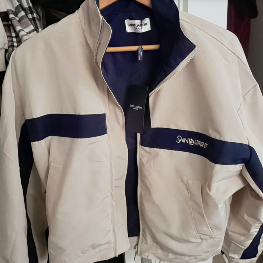 Rare YSL Yves Saint Laurent 90s Beige YSL Windbreaker Track Jacket Size M