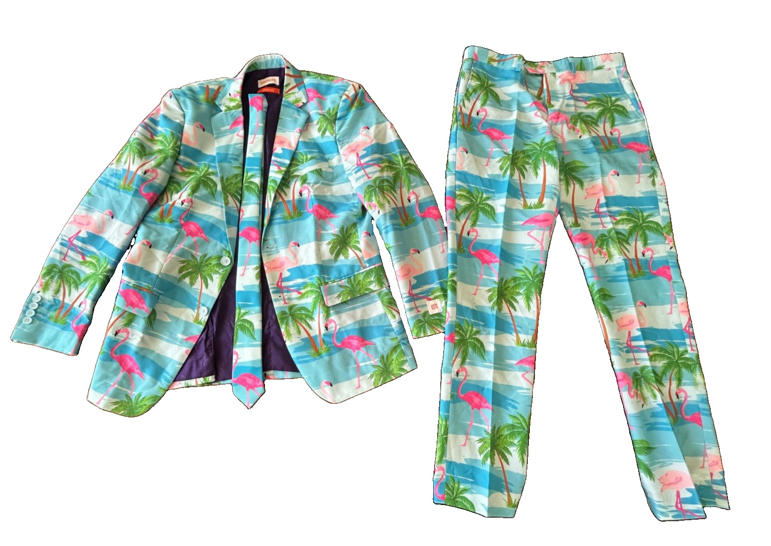 Men\'s OppoSuits Slim-Fit Novelty Suit & T 3-Piece Flamingo Men\'s Sz 38