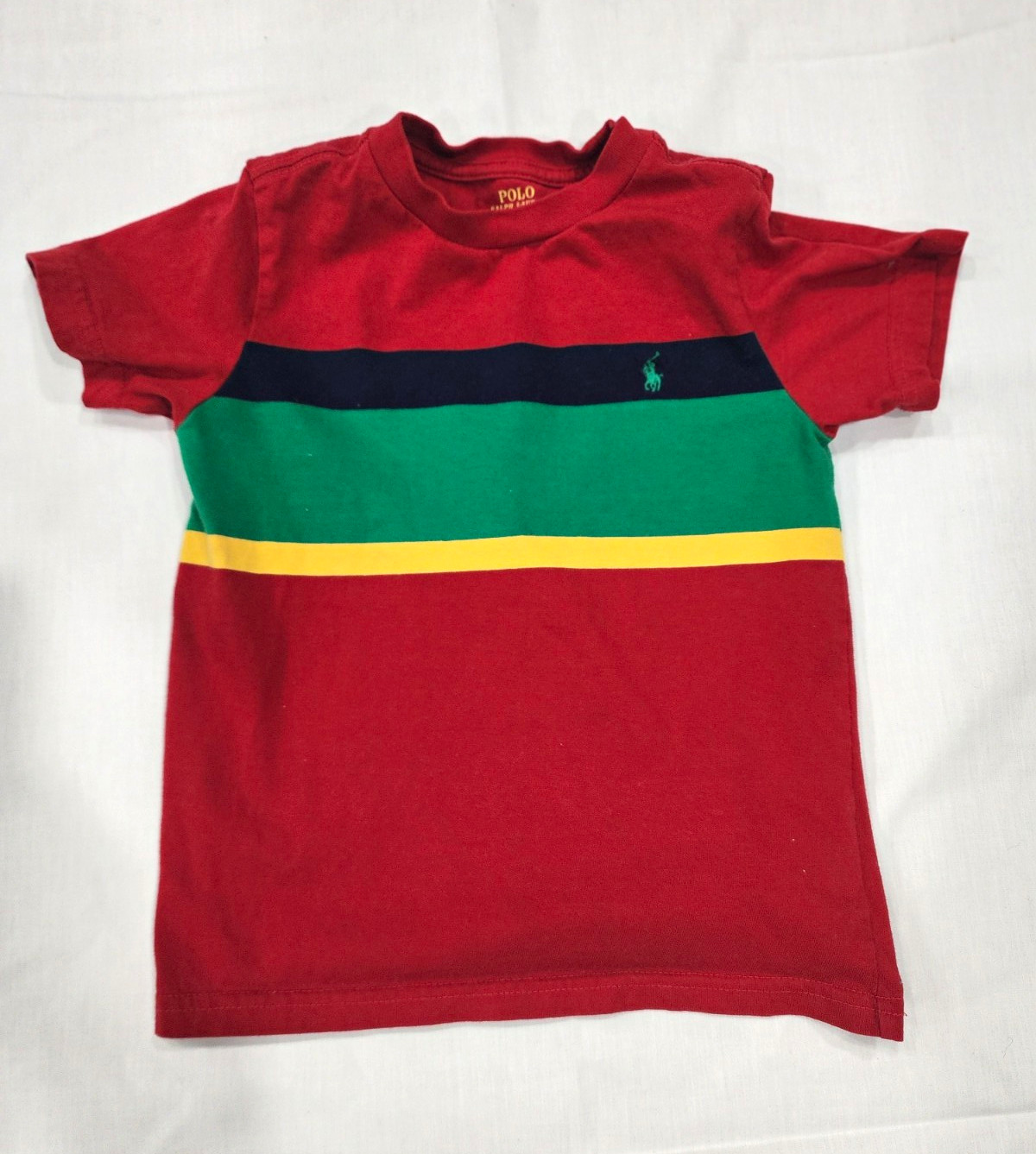 Polo Ralph Lauren Custom Fit Classic M Red Striped Crew Tee Cotton Logo