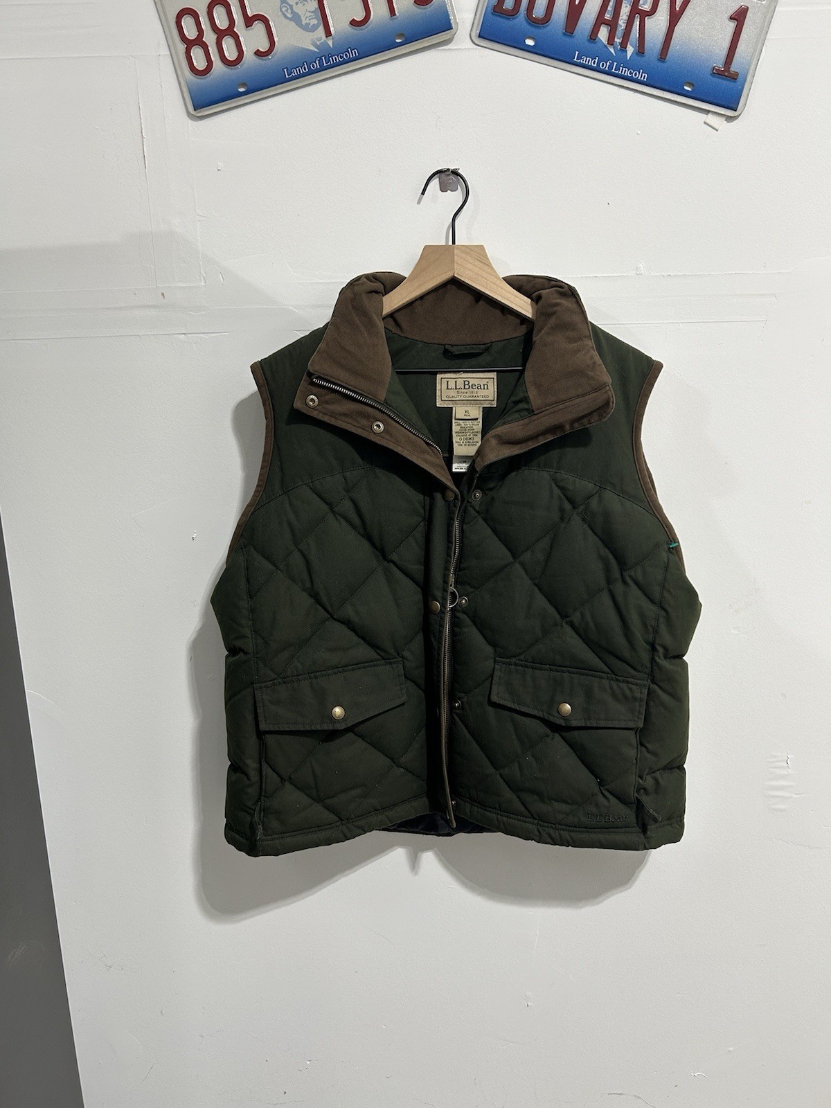 L.L. Bean Upcountry Waxed Cotton Down Women’s Vest, Large, Quilted, Heritage
