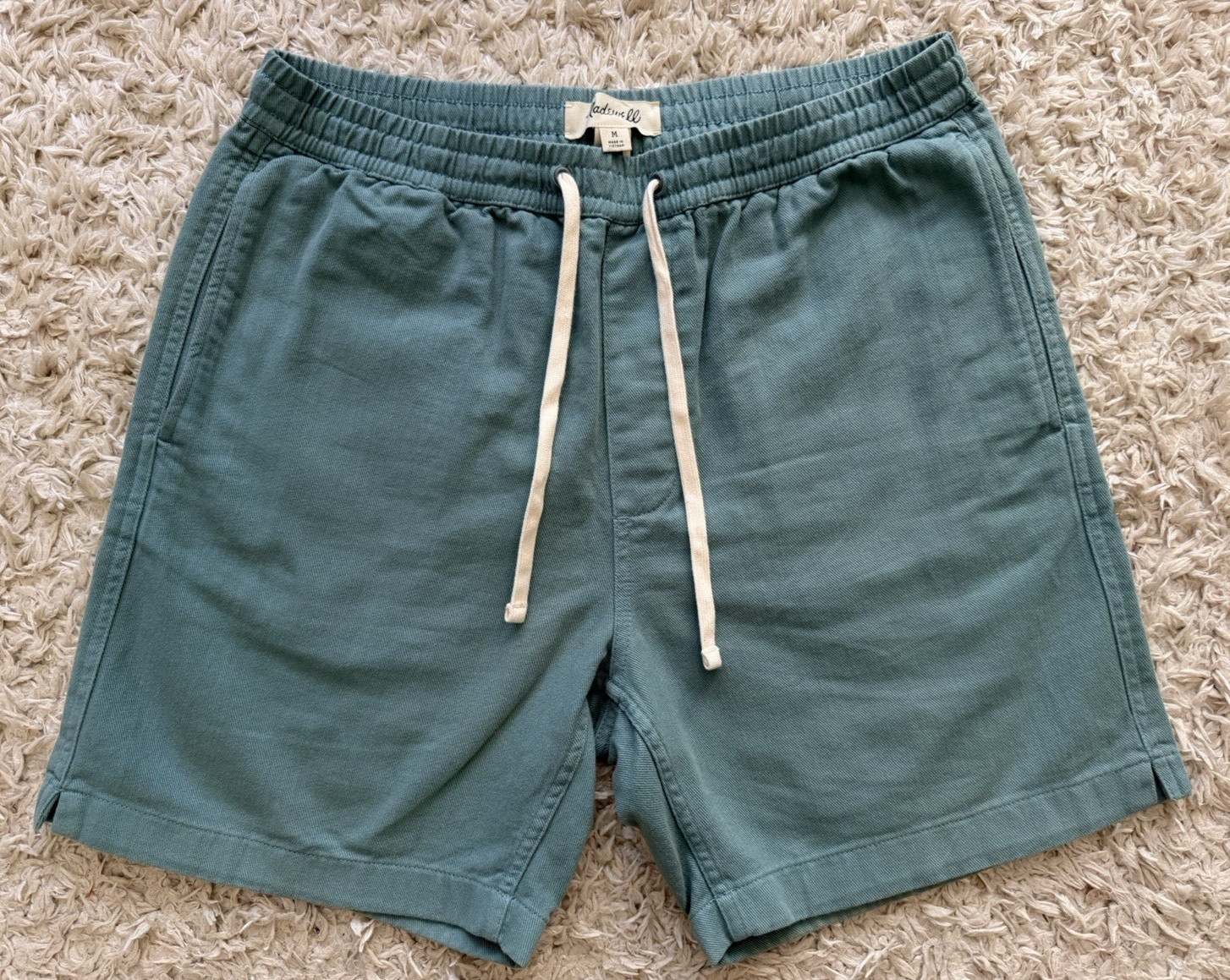 MADEWELL Everywear Shorts 100% Cotton Drawstring Pull On Green Size M NEW