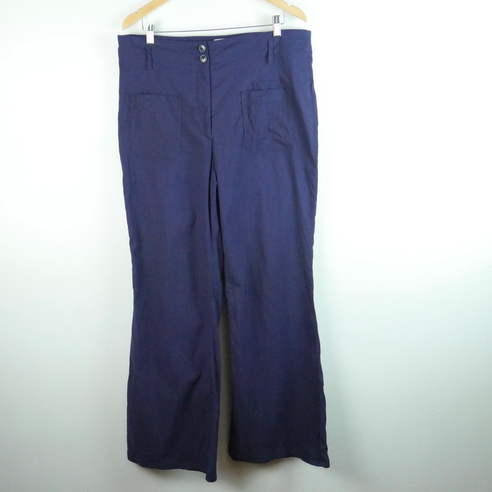Maeve The Junie Jean Navy Blue Wide Leg Linen Blend Pants 34 Anthropologie