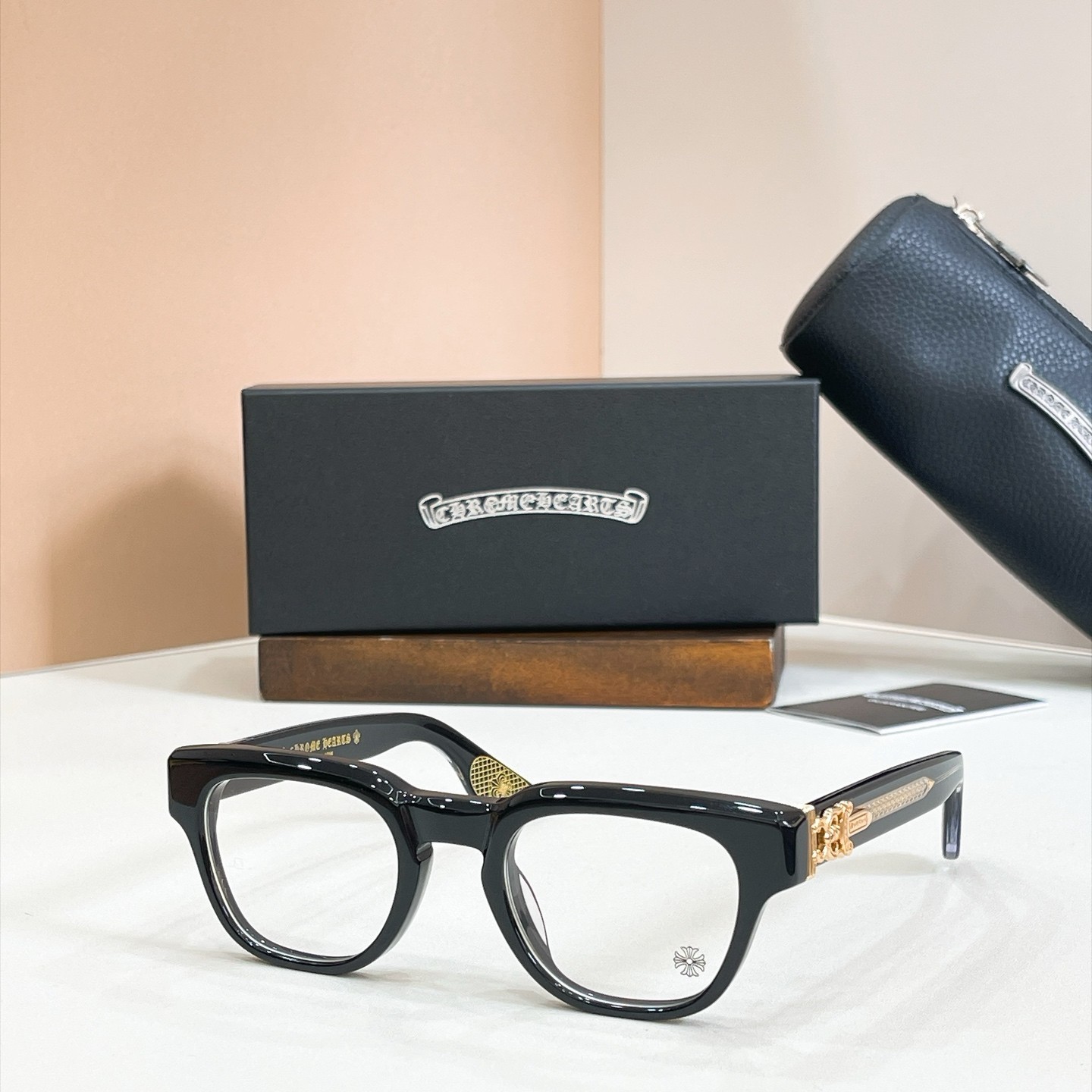 Chrome Hearts CUNTVOLUTED Square Eyeglasses Black Clear Lens 49-23-147 New Case
