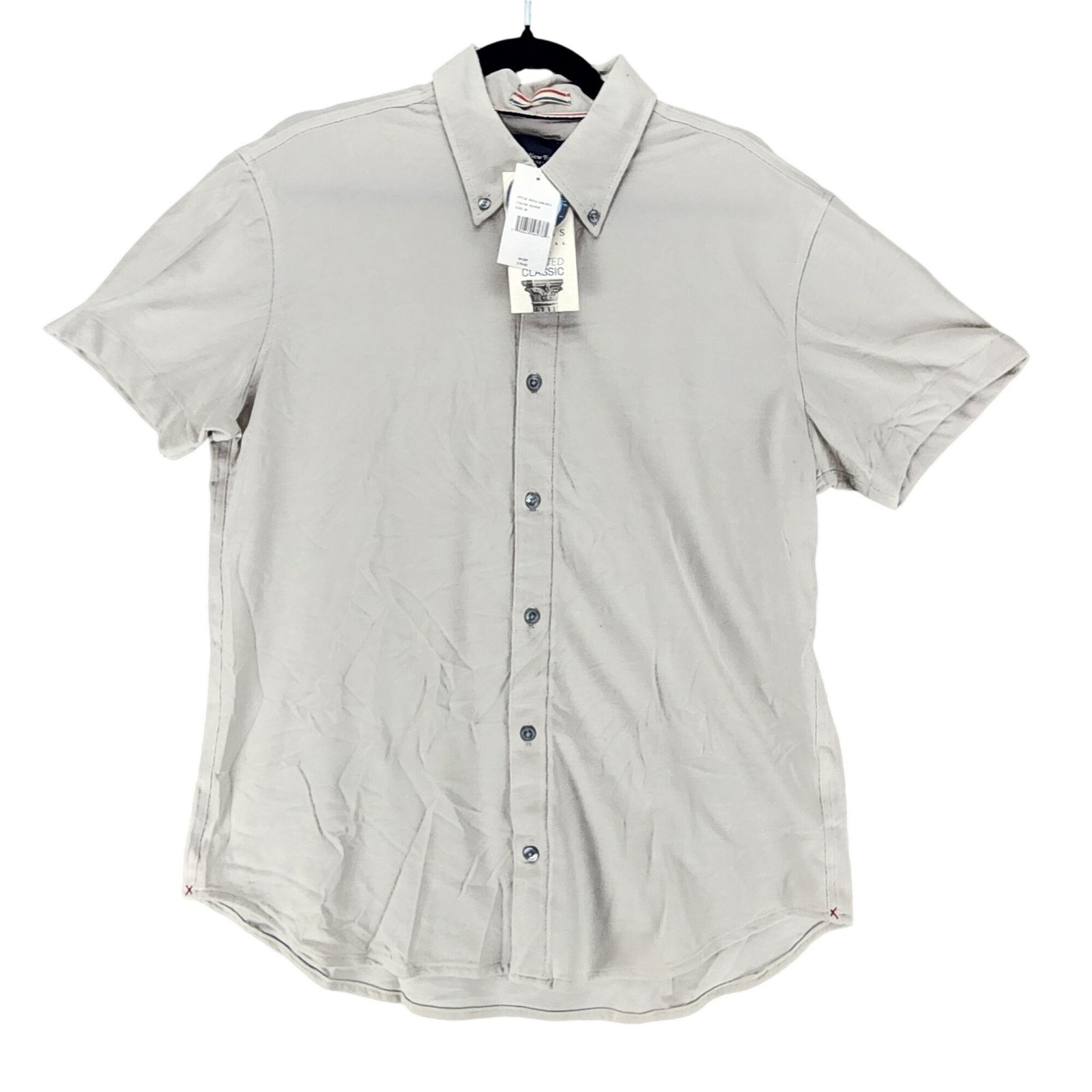 Jachs Shirt Mens Medium Silver Gray Short Sleeve Button Up *NWT*