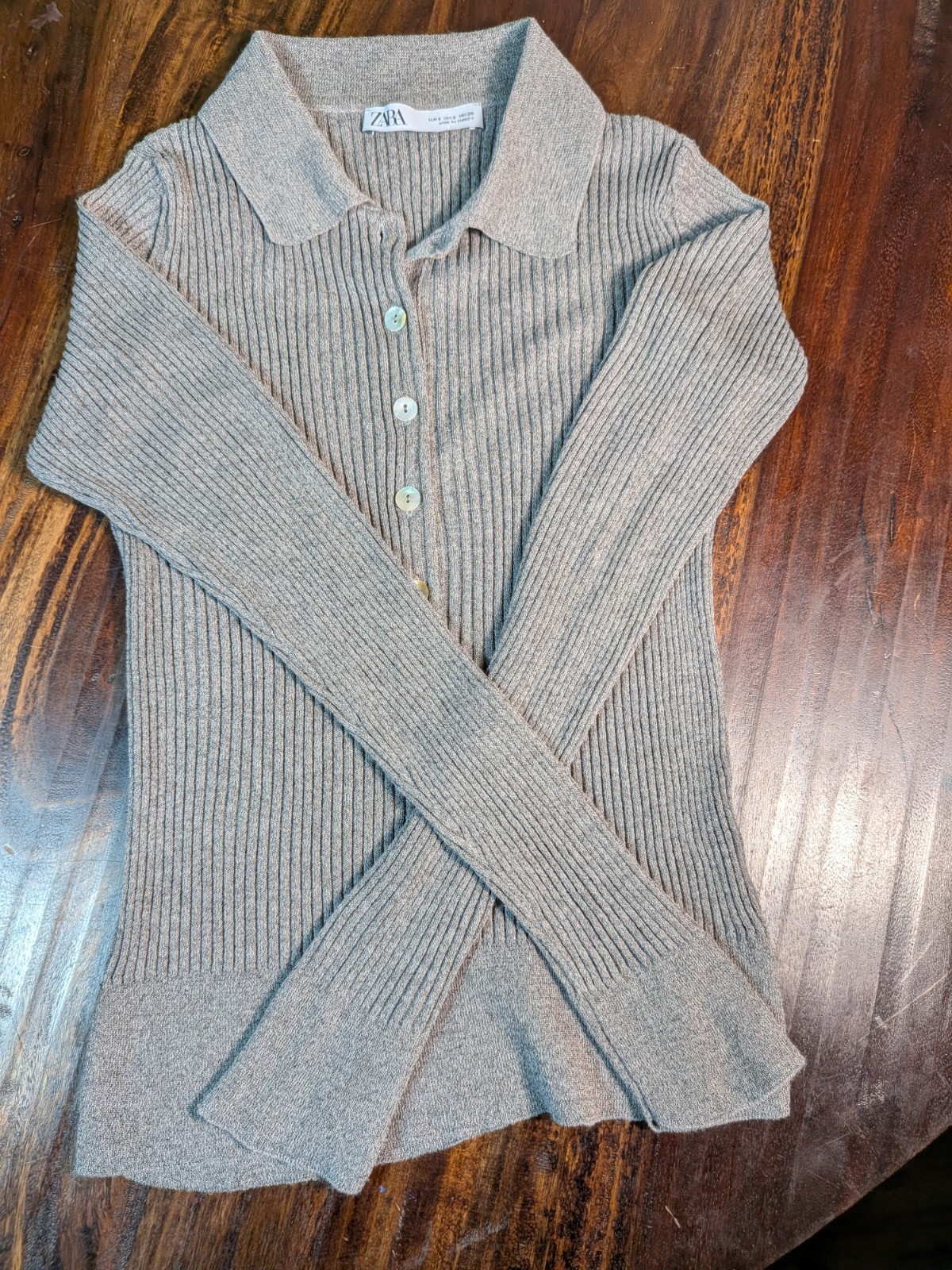 Zara gray ribbed longsleeve top size S