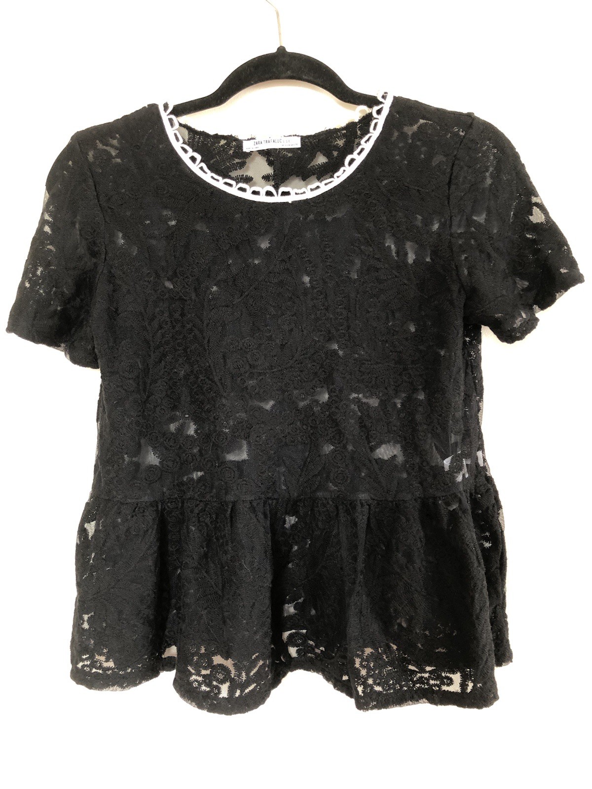 Zara Trafaluc Black Lace Womens Top Medium EUC