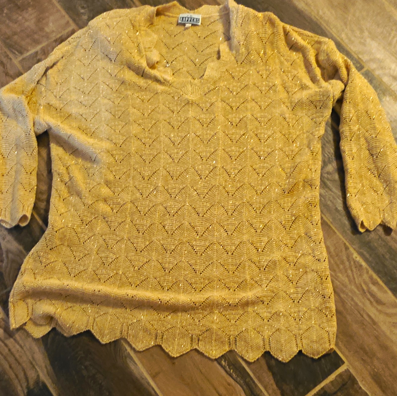 J.R. Rappers Women’s Beige Chevron Crewneck Cotton Blend Knit Pullover XL