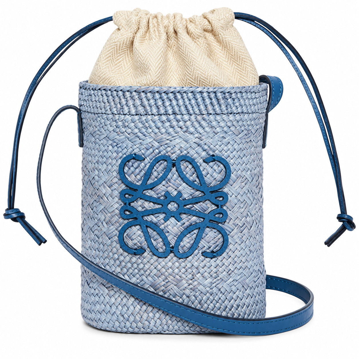 Loewe x Paula\'s Ibiza - Anagram Bucket Bag in Blue Raffia