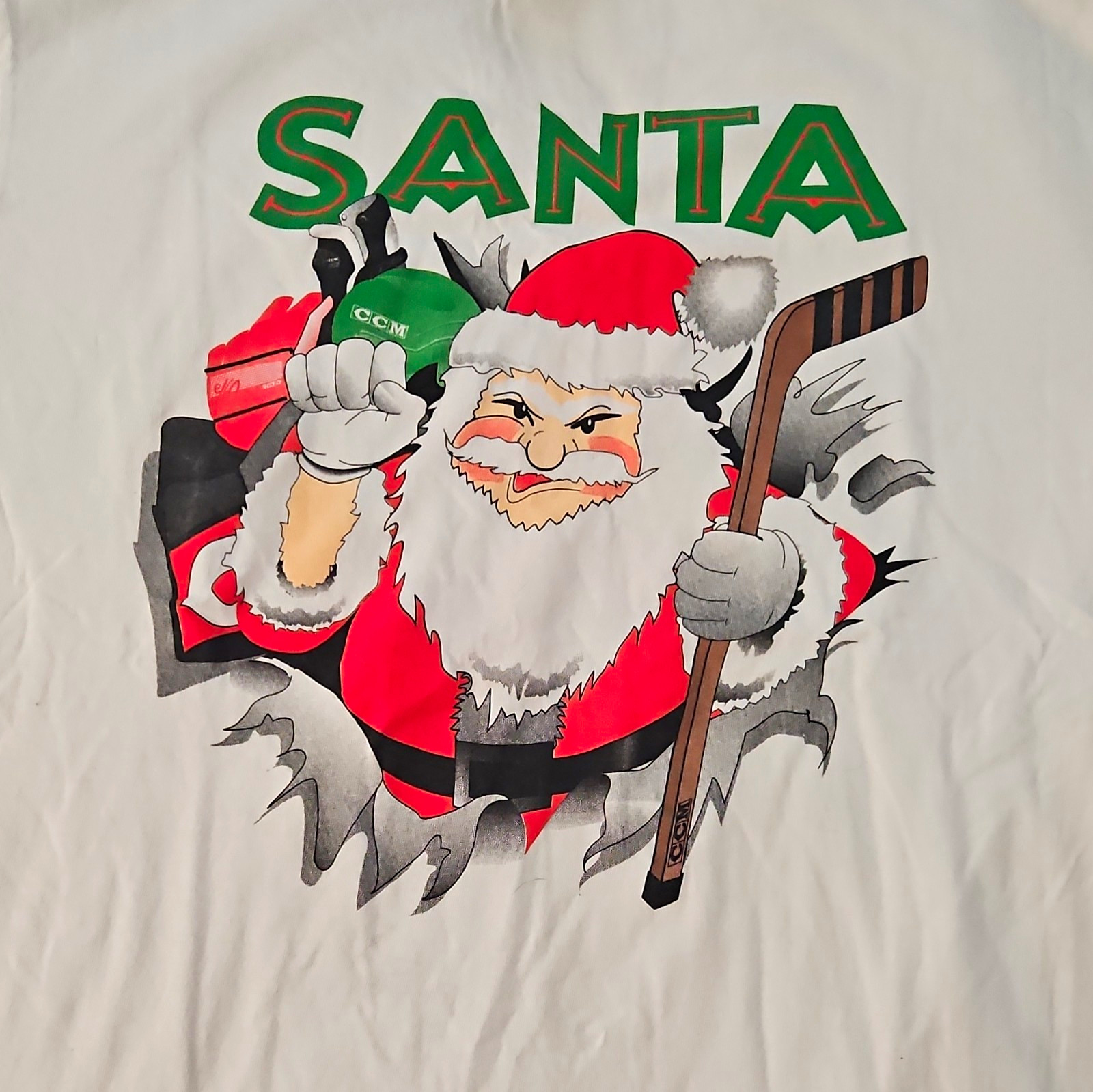 RARE Nutmeg CCM Vintage 90s Santa Claus Breakthrough Hockey NHL Christmas Sz M