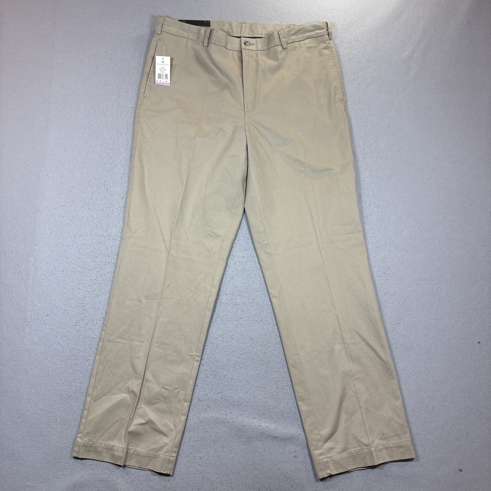 Lyle & Scott Scotland NWT 38X34 Cotton Khaki Pants Flat Front Classic Fit NWT