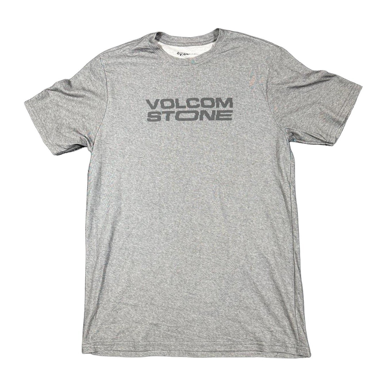 Volcom Euroslash Tech Mens Medium Gray V.CO-TECH Stone Logo Graphic Tee Shirt