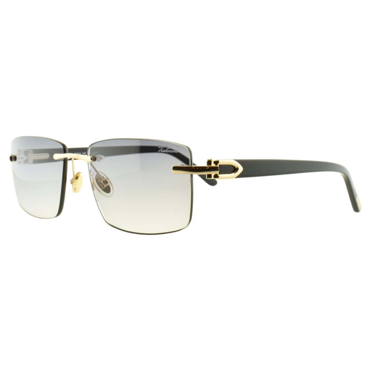 NEW PAUL VOSHERONT PV622S C1 23KGP Handmade Gold Rectangle Rimless Sunglasses