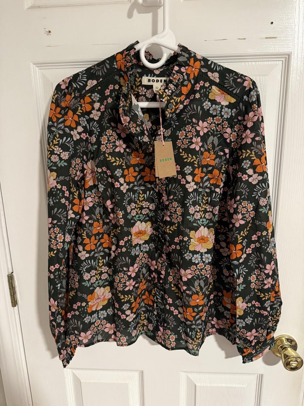 Boden Helena Floral Button-Front Blouse Top | UK 12 / US 8 | New With Tags