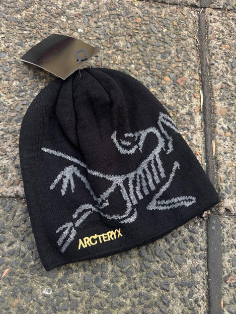 Arc\'teryx Bird Head Toque Orca Black Merino Wool Knit Beanie Winter Ski Hat New