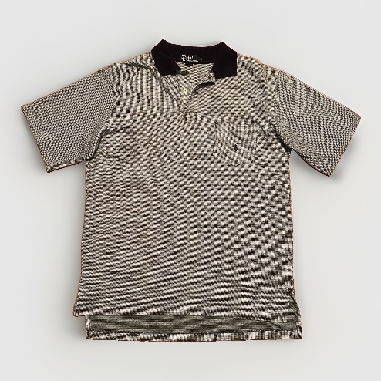 VINTAGE 80’s Polo Ralph Lauren Houndstooth Pocket Polo Shirt Men’s Sz L USA MADE