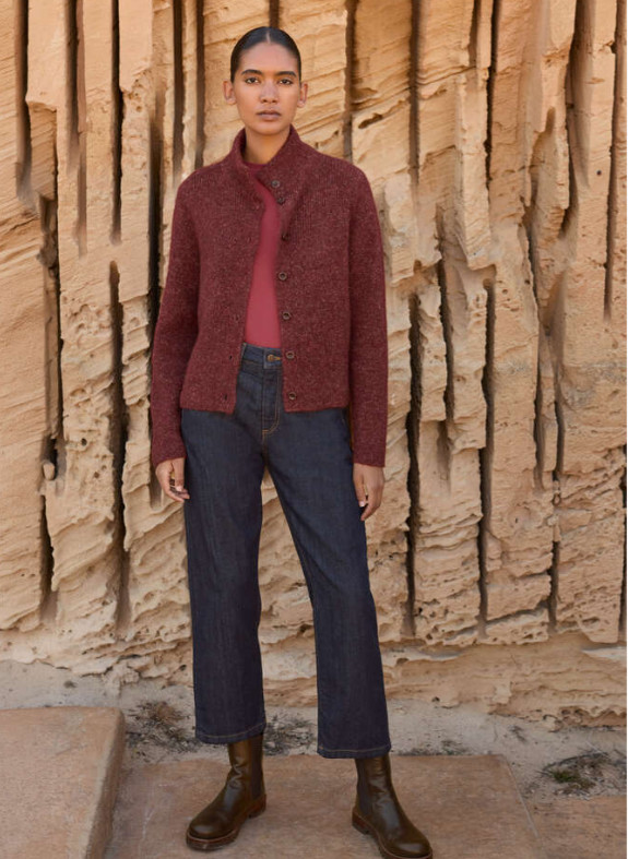New Poetry BUTTON-THROUGH CARDIGAN Alpaca & silk, Choose Color & Size 