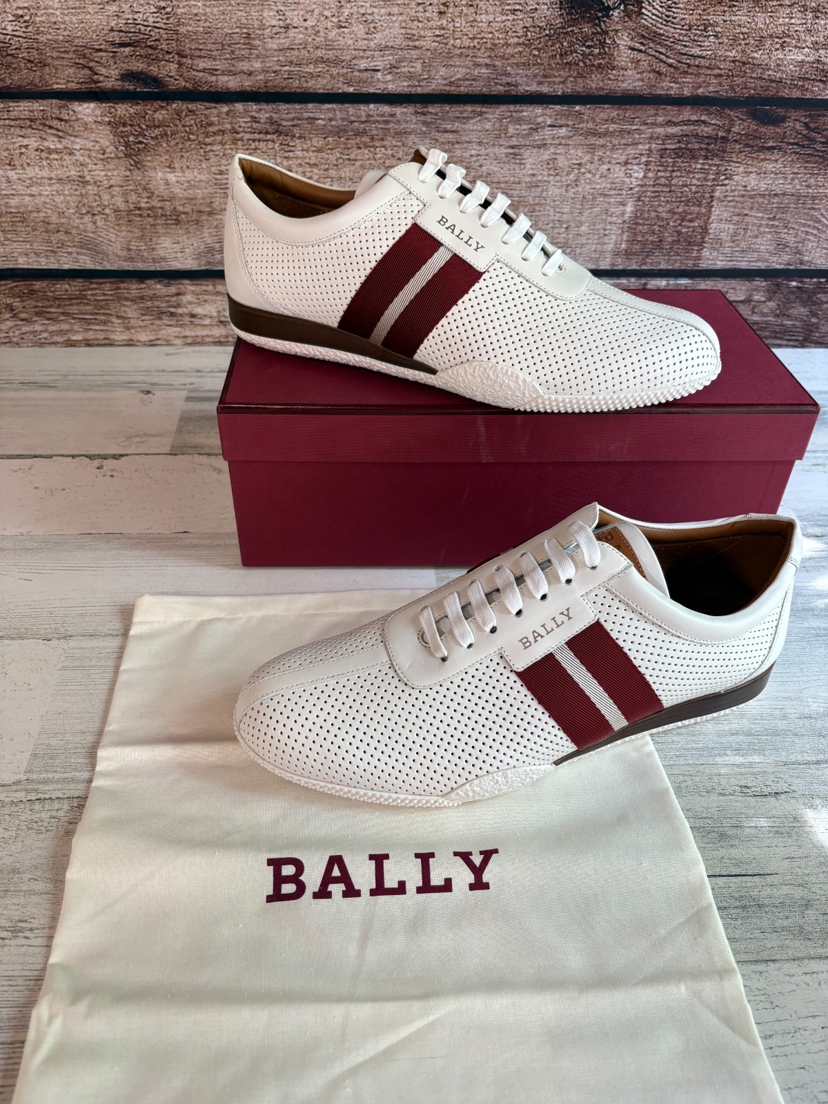 Bally Frenz Perforated Leather Sneakers Size 12.5 D US
