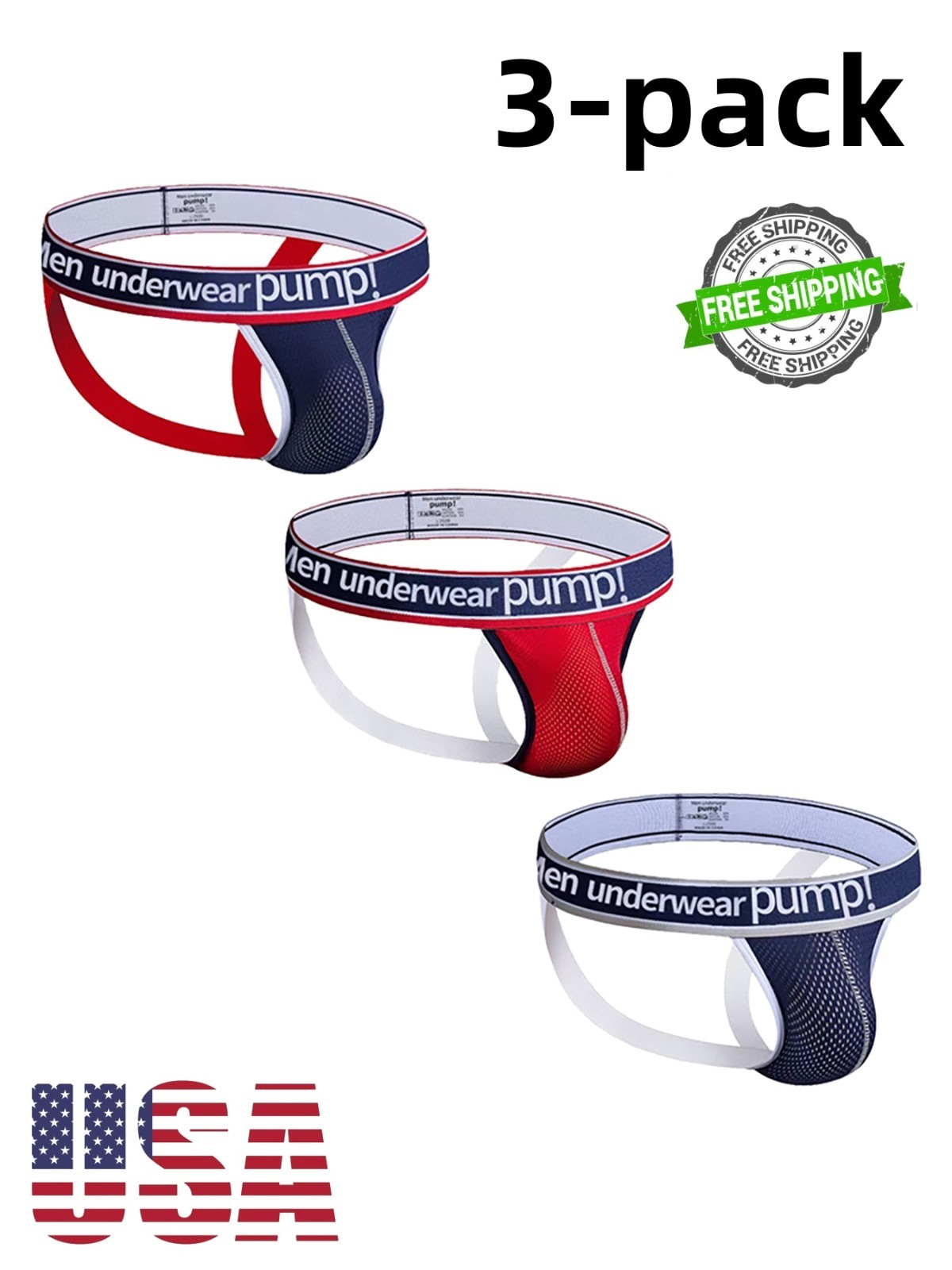 3 PCS Men\'s Mesh T-back Thong Underwear Breathable Sporty Sexy Comfortable