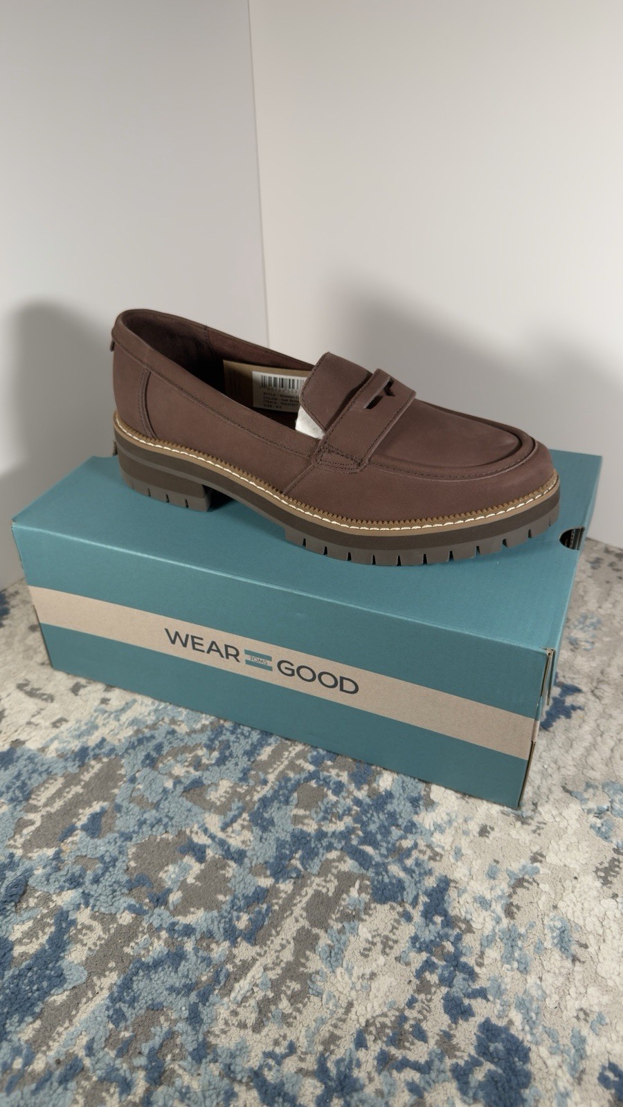 TOMS Cara Lug Loafers Women’s Leather Slip On Shoes Oak Brown