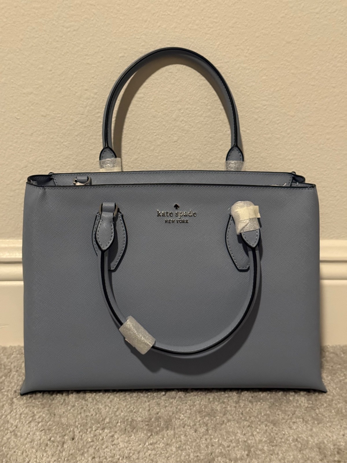 Kate Spade Rae Light Muted Blue Medium Satchel Bag KK310 NWT Crossbody Purse