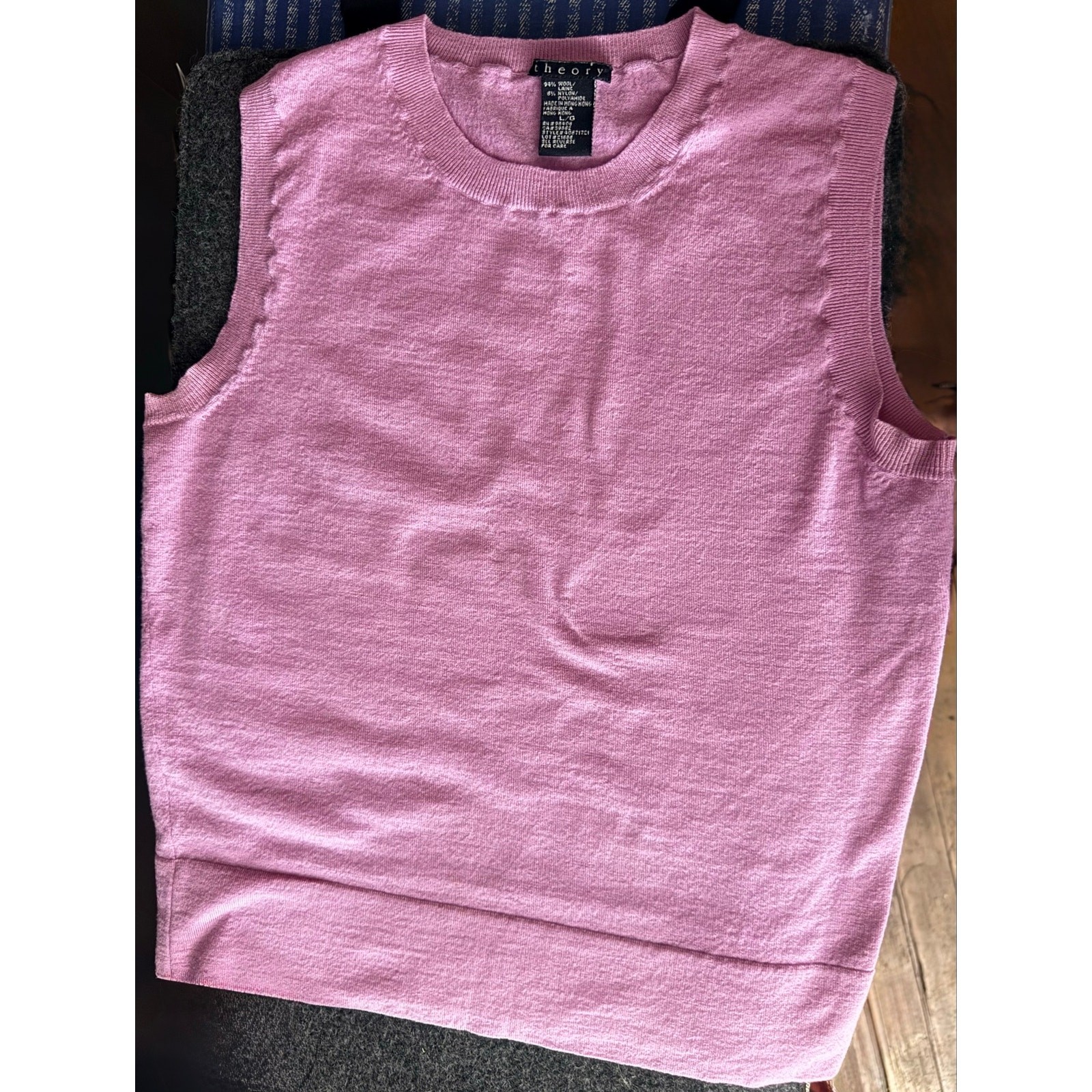 Theory Vintage Y2K Wool Knit Sleeveless Sweater Vest Top Pink Women\'s Size L