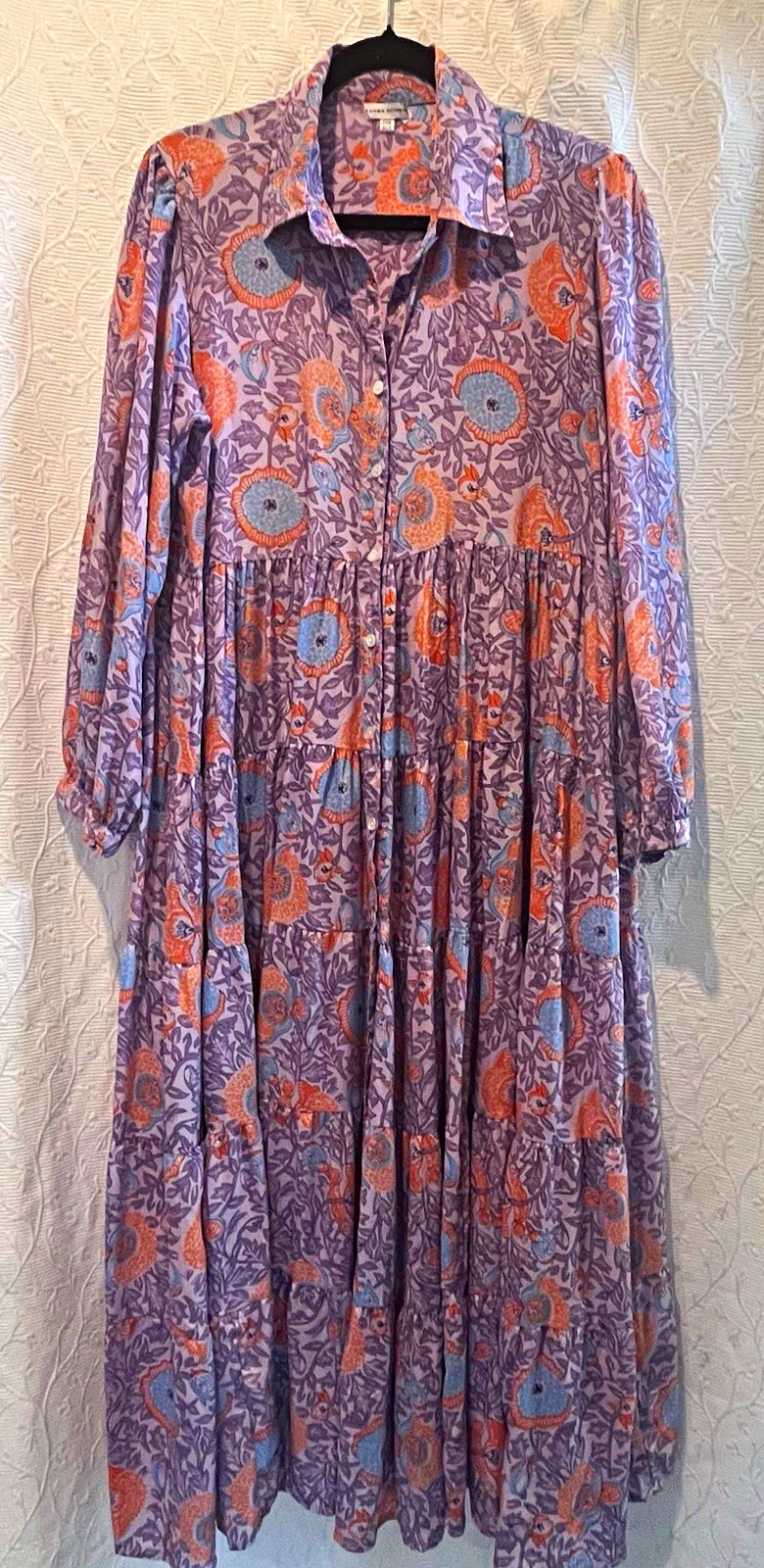 Karma Highway Women’s Floral Shirt Dress Maxi Button Front Long Sleeve One Size