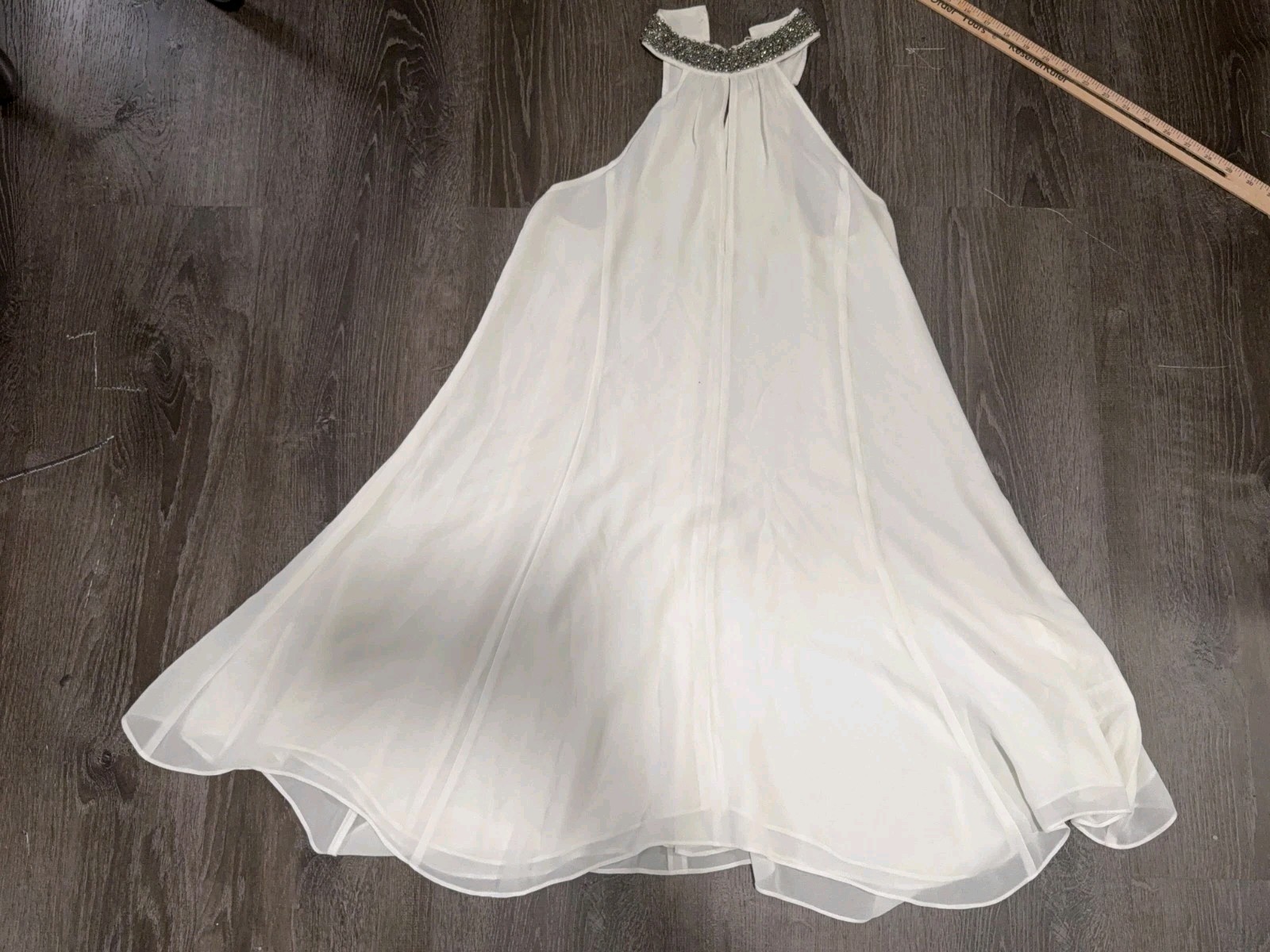Tildom Womens Xs Ivory Neck Sleeveless Neck Dress