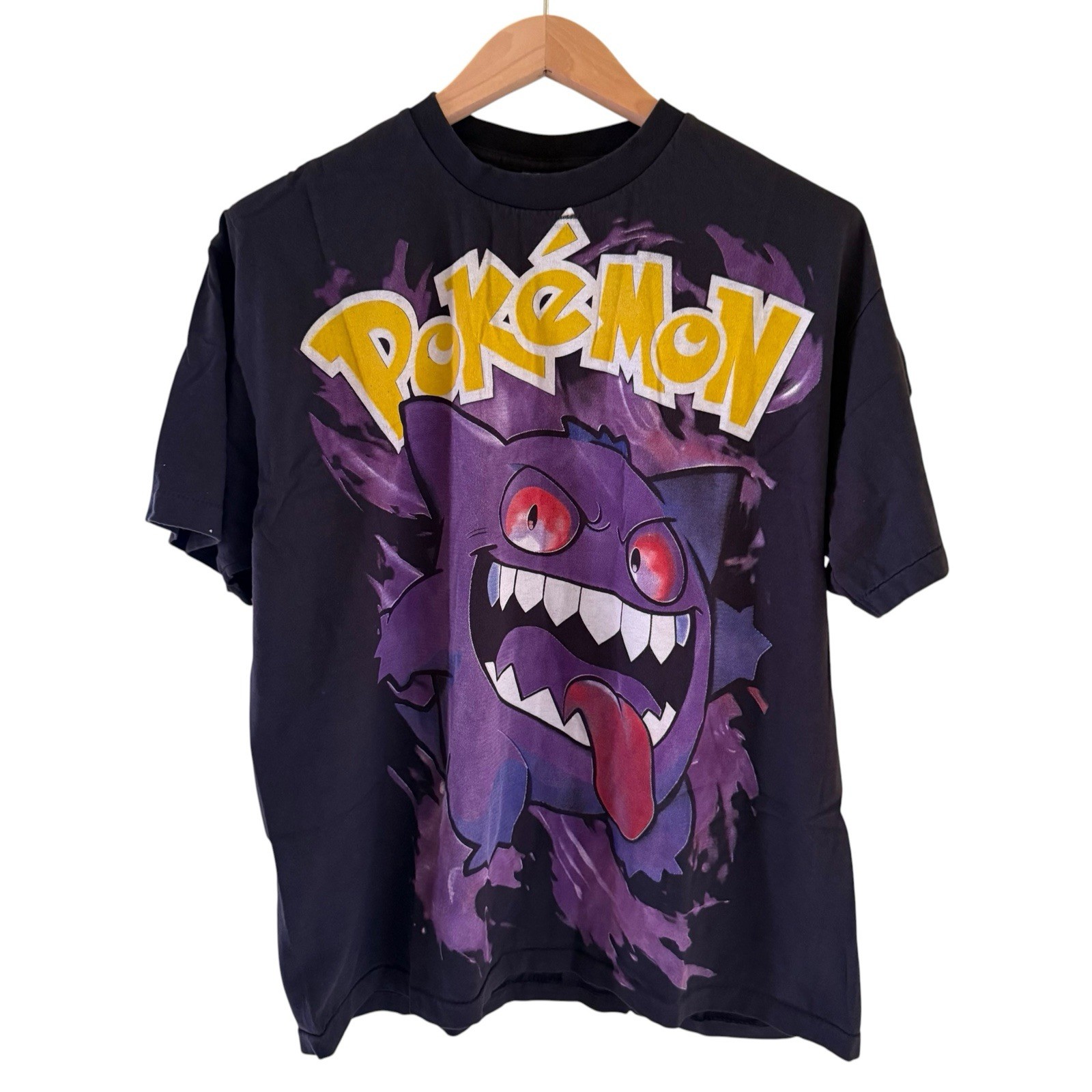 Pokemon Gengar Pikachu Ash Modern Vintage T-shirt Single Stitch Reprint Sz XL
