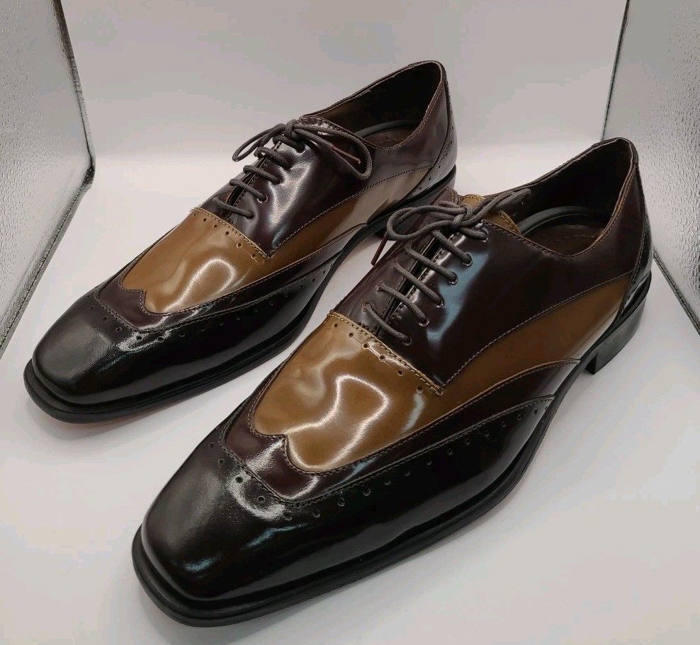 NEW Stacy Adams Siracusa Men\'s Leather Oxford Dress Shoes - Brown Multi Sz 10.5M