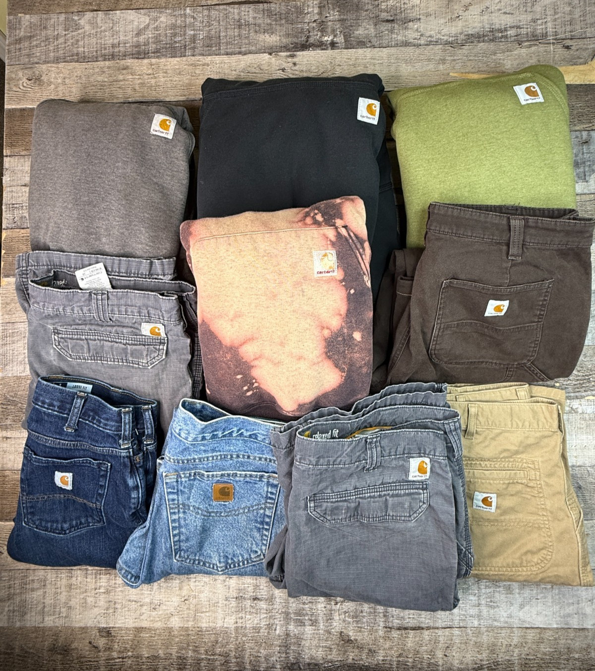 Lot of 10 Carhartt Jeans Hoodies Shorts Mens Reseller Wholesale Denim Canvas Y2K
